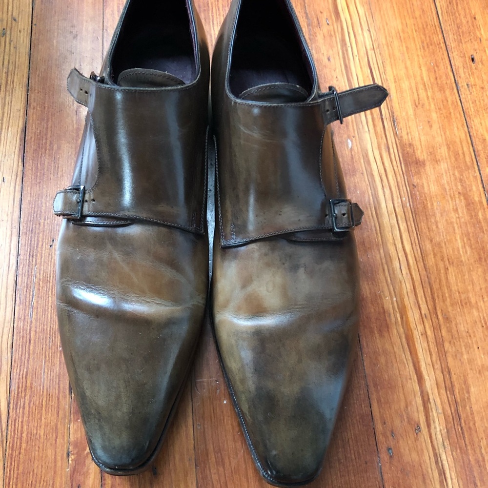 Canali brown double monk straps in sz US 12.5 eu 46